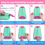 Friendship Bracelet Making Kit for Girls Ages 8-12, Kids Jewelry Making Kit with 28 Pre-Cut Threads and Letter Beads, Arts and Crafts for Kids, Birthday Easter Gifts for 6 7 8 9 10 11 12 Year Old - color: Green/Rose