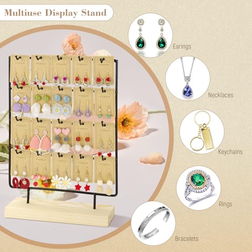 Earring Display Stand for Selling 4 Tier 20 Hooks Wood Earring Display Rack Holder for earings necklaces rings bracelets keychains (Black) - color: Black