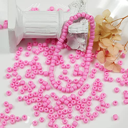 Bala&Fillic Pink Color 4mm Seed Beads About 1200pcs/100Grams in Bag, 6/0 Glass Craft Beads for Making Bracelet and Necklace (Pink) - color: Pink -4mm