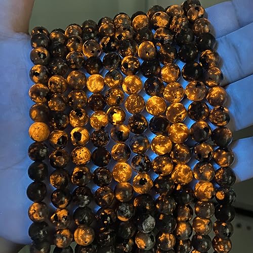 44pcs 8mm Natural Flame Yooperlite Stone Beads Round Healing Energy Power Stone Beads for Jewelry Making DIY Bracelet Necklace Earrings 15" (Flame Stone, 8mm) - color: Flame Stone, size: 8mm