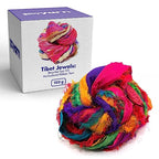 DARN GOOD YARN Recycled Sari Silk Ribbon Yarn Tibet Jewels Dyeable 100 Grams, 50 Yards, 1 Skein Handmade one of a Kind - color: Tibet Jewels