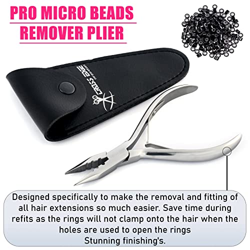 Pro Hair Extension Tools Mini 3 Holes Silicone Micro Beads & Nano Rings Hair Extensions Opener & Remover Pliers Hair Tinsel Feathers Fitting Plier Micro Bead Crimping Plier (Mirror Polish Soft)
