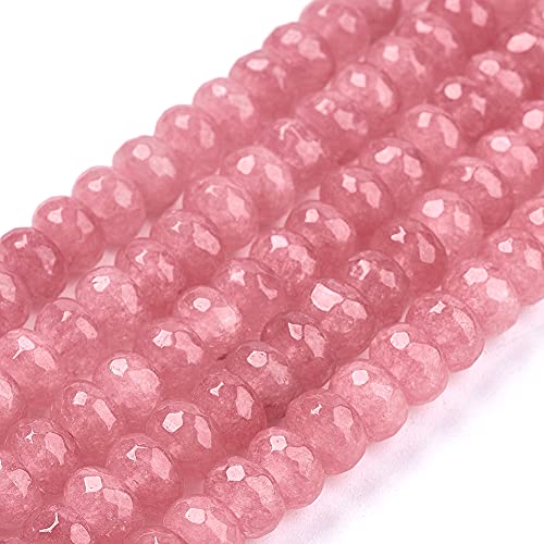 Cheriswelry 65pcs/Strand 8mm Faceted Rondelle Natural Jade Stone Beads Dyed Mini Gemstone Loose Spacer Abacus Beads Charms for DIY Craft Earring Bracelet Necklace Jewelry Making Supplies - color: Natural Jade*2