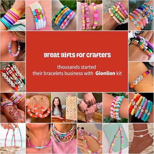 Gionlion Christmas Bracelet Making Kit, Clay Beads Friendship Bracelet Kit Christmas Crafts Gifts, Gold Beads Charm Bracelet Maker Set Preppy Jewelry Making Kit Gifts - style: Christmas Limited
