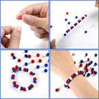 WILLBOND 1200 Pieces 4th of July Patriotic Pony Beads for Jewelry Making DIY Crafts (Red, Blue, White)