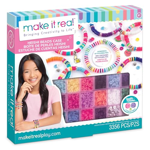 Make It Real Swift Clicks Heishi Bracelet Maker Beads with Storage Case - 3,356 Colorful Beads for Kids Ages 8+ - style: Bead Kit