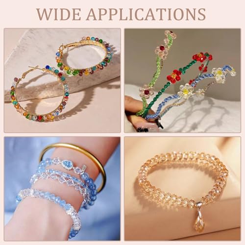 850Pcs 4/6/8/10mm Crystal Glass Beads for Jewelry Making Faceted Rondelle Flat Beads for Bracelets Necklace Earrings DIY Crafts(Champagne Crystal AB Bead) - color: Champagne AB