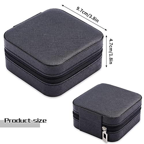 Neveika Portable Travel Mini Jewelry Box Leather Jewellery Ring Organizer Case Storage Gift Box Girls Women (4pcs black). - color: black