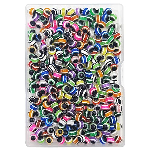 INSPIRELLE 300 Pieces 6mm Mixed Color Round Resin Turkish Evil Eye Beads for for Jewelry Bracelet Craft Making - color: Assorted Colors (Round), size: 6mm
