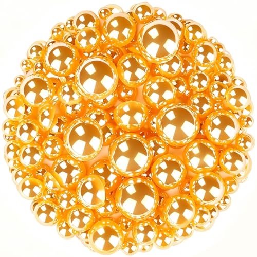 1500 Pcs AB Half Pearls for Crafting, Mixed Sizes 3/4/5/6/8/10mm Flatback Pearl Beads for Crafts, Gems for Nail Art Making, Shoes Clothes Embellishments (A12 Orange Yellow AB) - color: A12 Orange Yellow AB