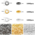 6mm Flat Round Spacer Beads, Clay Beads for Bracelets Making Kit, Heishi Polymer Flat Disc Spacer Beads for Jewelry Making, Clay Beads for Jewelry Making Gold Beads Silver (3000pcs) - color: 3000pcs