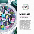 Mack and Rex Tila Bead Mixes (Mermaid) – Full Tila, Half Tila, Quarter Tila – Includes Purple, Teal, Turquoise, and Iridescent Clear Tila Beads with a Rainbow Finish, Teal and Lime Green and Olive - color: Mermaid, size: 5mm, 6mm