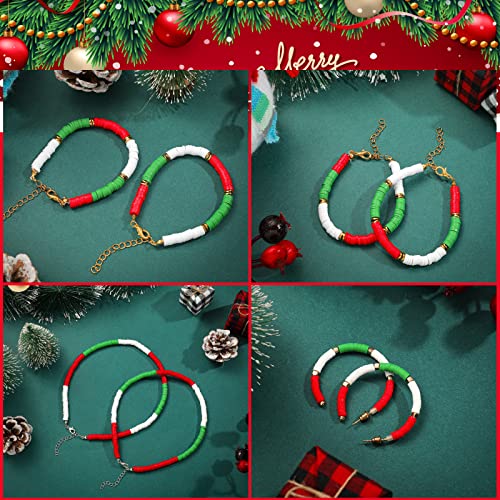 Batiyeer 3000 Pcs Christmas Fall Halloween Clay Beads Set 6 mm Patriotic 4th of July Spacer Beads Winter Polymer Clay Bead for Necklace Earring Bracelet Making(Red, Green, White) - color: Red, Green, White