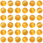 100pcs Golden Yellow Cat Eye Beads 8mm Round Semi Precious Stone Hole Size 1mm DIY Charm Spacer Beading Smooth Gemstone Loose Beads for Jewelry Making Bracelets Necklaces Earrings Crafting - color: Golden Yellow