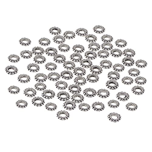 PH PandaHall 200pcs Large Hole Spacer Beads Tibetan Alloy Antique Silver Donut Rondelle Jewelry Spacers for Bracelet Jewelry Making, 8x2mm, Hole: 3mm - color: Donut Antique Silver - 200pcs, size: 8mm