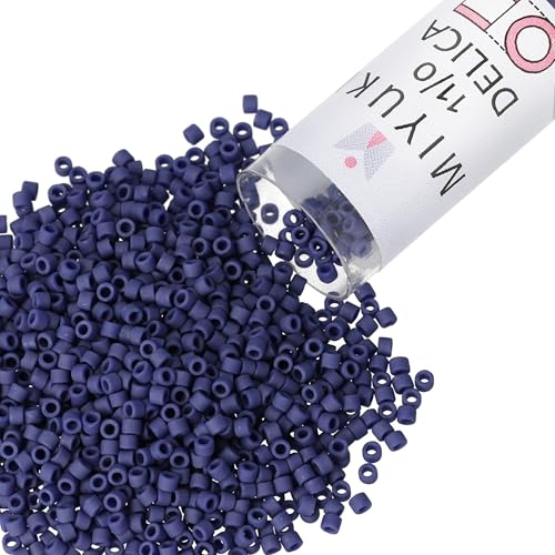 Miyuki Delica Seed Beads – Size 11/0 (1.6 mm), DB0377, Matte Metallic Dark Gray Blue, 7.2 g, Approx. 1440 Beads, Made in Japan - color: DB0377 - Matte Metallic Dark Gray Blue
