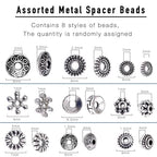 460Pcs Antique Silver Spacer Beads for Jewelry Making, Small Metal Flat Flower Beads, Bracelet, Necklace, Earring Findings & Supplies (460)