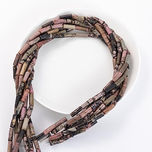 Natural Rhodochrosite Cylinder Tube Beads 4x13mm 38cm/str Loose Semi Gemstone Stone Beads for Making Bracelets Necklace Earrings - color: Rhodochrosite, size: 4x13mm Cylinder