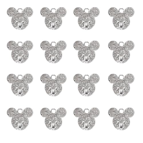 16-Pcs Crystal Jewelry Making Charms Silver Pendant Charm For Women Making Jewelry Crafts Rhinestone Charms - color: Bear