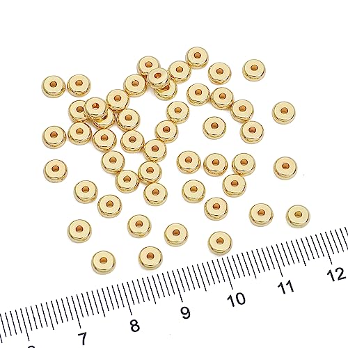 BEADIA 14K Gold Plated Roudelle Spacer Beads 5x2mm 50pcs for Jewelry Making Findings Non Tarnish - color: 14K Gold, size: 5x2mm Roudelle