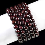 AD Beads Natural Gemstone Round Beads Stretch Bracelet Healing Reiki 10mm (Garnet) - color: Garnet