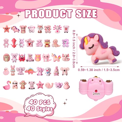 Ferreve 40 Pcs 3D Silicone Focal Beads for Pens, Keychain Making, Focal Beads Bulk for Beadable Keychain DIY Crafts Bracelet Necklace Phone Chain Charms Jewelry Making(Animal Pink) - style: Animal Pink
