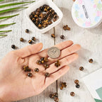 Beadthoven 52pcs Cross Stone Beads 8mm Tiger Eye Beads Natural Stone Gemstone Beads Loose Round Cross Spacers Easter Mini Bead Crucifix Beads for Bracelets Necklace Jewelry Making DIY - color: Tiger Eye
