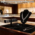 4 Pcs Velvet Jewelry Display Set Velvet Necklace Bust Holder Bracelet Organizer Ring Finger Jewelry Holder Organizer for Vendors Selling Trade Show Retail Home Decor (Black)