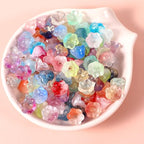 100pcs Glass Bellflower Beads Mixed Color Trumpet Flower Beads Gradient Clear Cute Bead Loose Aesthetic for Jewelry Making DIY Necklace Crafts