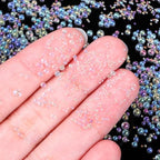 100g Iridescent Glass Tiny Bubble Beads, No Hole Micro Mini Round Clear Water Droplets Beads Bubble Pixie Dust Mixed Sizes for Resin Filler Nail Art Dollhouse Bath Tub - color: 100G