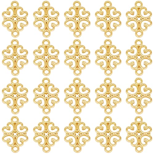 SUNNYCLUE 1 Box 100PCS Flower Connectors Connector Charms Gold Flower Hollow Chandelier Components Connectors Links Double Sided Charms for Jewelry Making Charms Earrings Necklace Bracelets DIY Crafts