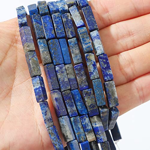 BEADIA Natural Lapis Lazuli Tube Beads 13x4mm 30pcs Rectangle Loose Semi Gemstone Beads for Jewelry Making Design - color: Lapis Lazuli Rectangle