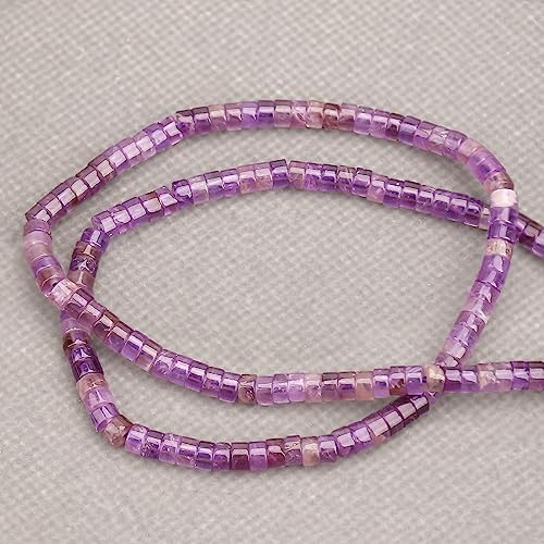BONNY BOXX 150PCs Natural Amethyst Spacer Beads, Loose Semi Precious Flat Round Gemstone Heishi Disc Stone Beads for Beading Jewelry Making 4mm*2mm - color: Amethyst, size: 4MM*2MM