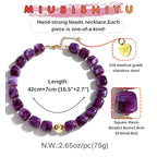 Chunky Necklaces for Women, Trendy Colorful Square Acrylic Resin Beads Statement Choker Necklace, Lightweight Boho Summer Beach Vacation Jewelry - color: Amethyst color