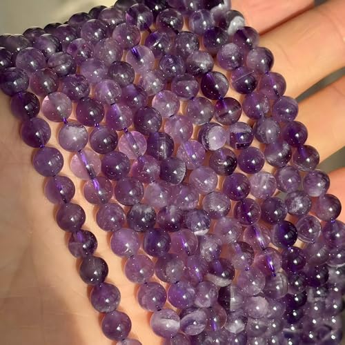 MJDCB Natural Dreamy Amethyst Beads Round Stone Beads DIY Loose Beads for Jewelry Making Beads 15" (6mm) - color: Dreamy Amethyst, size: 6mm