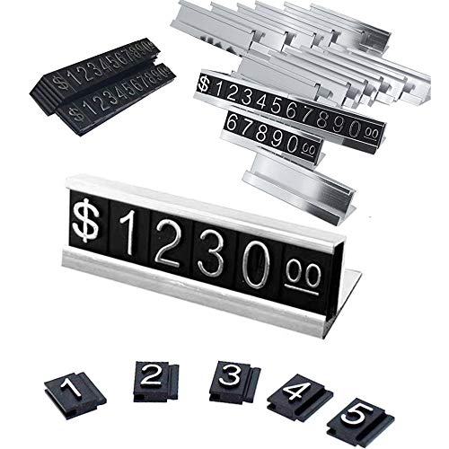 Price Tag Adjustable Counter Stand Label Metal Sale Price Display Stand 16 Sets (Silver) - color: Silver