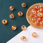 100pcs 14mm Large Hole Glass Crystal Faceted Beads - Gold European Crystal Spacer for Necklace, Earring, Bracelet Crafts Jewelry Making - color: Gold