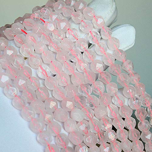 MJDCB Best Sellers Natural Stone Beads Faceted Polygon Rose Quartz Crystal Energy Stone Healing Power for Jewelry Making(8mm) - color: Rose Quartz