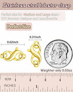 Double Opening Lobster Clasp 316 Stainless Steel Silver and Gold Pleted Necklace Bracelet Extender Clasps and Closures for DIY Jewelry - color: Gold 6Pcs, size: 16mm × 8mm