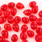 100pcs Ruby Red Faceted Crystal Glass Beads 8x10mm, Shiny Teardrop Glass Beads for Jewelry Making, Crystal Beads for Bracelet Necklace Earring DIY Craft - color: Ruby Red