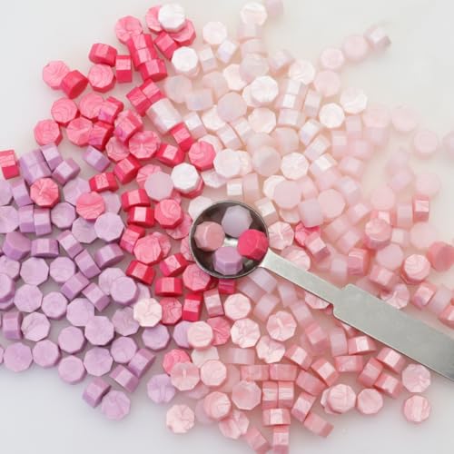 250Pcs Pink Mix Sealing Wax Beads for WaxSeal Stamp, Green WaxSeal Beads Set with 5 Colors Perfect for Gift Sealing, Letter Wax Sealing (250, Pink Mix) - color: Pink Mix