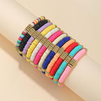 12pcs Friendship Bracelets Beaded Bracelets Heishi Bracelet Cute Bracelets Stack Vinyl Clay Disc Bead Surfer Stretch Summer Beach Bracelets For Women Preppy Bracelets - color: I