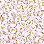 300Pcs Letter Beads E 4X7mm Gold Alphabet Beads Acrylic Round Shape Loose Beads for Name Bracelets Necklaces Key Chains DIY Jewelry Making (E) - color: Gold, size: E