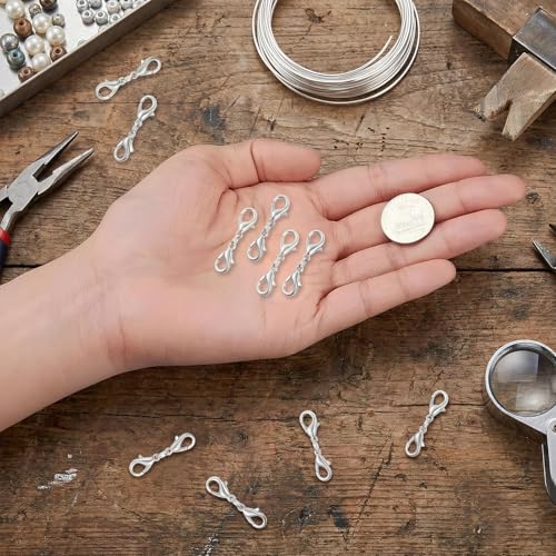 10 Pcs Double Lobster Clasp Extender Silver Necklace Chain Extenders Double Claw Connector Bracelet Necklace Extender for DIY Jewelry Making - color: Silver