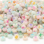 ToBeIT Alphabet Letter Beads 1000 pcs Glow in The Dark Acrylic Alphabet Beads Round 4X7mm UV Letter Beads Jewelry Findings Charms for DIY Bracelet Necklace Craft Making (bg White - Color) - color: bg white - color
