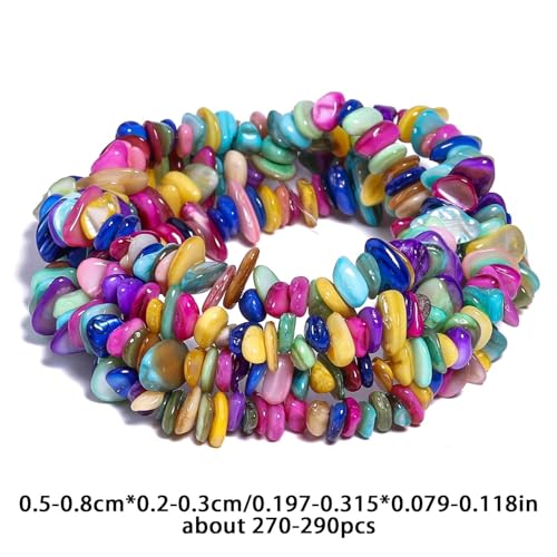 Chip Shells, 260pcs 5-8mm Irregular Beads with Holes, Multicolor Shell & Mixed Gemstone Chip Beads for Jewelry Making - color: Multicolor