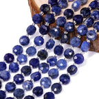 8×5mm Blue Sodalite Natural Stone Beads for Jewelry Making About 35-40pcs 1 Strand 15" Drilled Flat Faceted Cabochon Gemstone Beads for Bracelets Necklace DIY Crafts - color: Blue Sodalite