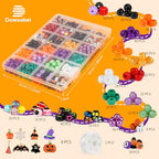 Dowsabel Bracelet Making Kit, Halloweens Beads for Bracelets Making Pony Beads Polymer Clay Beads Smile Face Beads Letter Beads for Jewelry Making, DIY Arts and Crafts Gifts - style: Halloween