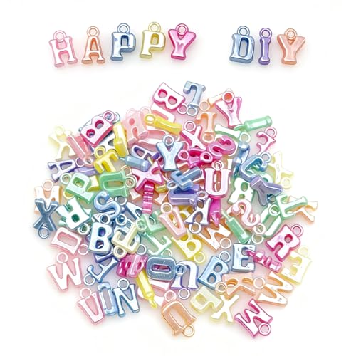 400pcs Large Alphabet Letter Beads,A-Z Large Alphabet Letter Charms for Jewelry Making, Bracelets, Necklaces, Keychains, DIY Crafts, Plastic Beads for Personalized Accessories (Macaron Color-A) - color: Macaron Color-A