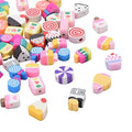 KitBeads 100pcs Polymer Clay Dessert Mixed Styles Candy Cake Lollipop Beads - Handmade Cute Sweet Food for Jewelry Making Bracelets Bulk